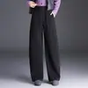 Pantalones de Lana Torcidos Simples y Elegantes para Mujer 2026 Otoño/Invierno Nuevos Pantalones de Pierna Ancha Adelgazantes de Cintura Alta Pantalones Casuales Engrosados con Caída