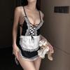 Lencería sexy de sirvienta, tentación sexy, uniforme sin entrepierna, traje de sirvienta para cama caliente, pasión, encanto de medianoche, puro deseo.