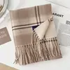 Cachecol Feminino para Outono e Inverno 2026, Xadrez Dupla Face, Estilo Coreano, Engrossado, Xale Estilo Britânico, Toque de Luxo, Cachecol Quente para Pescoço