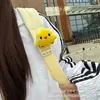 Pingente de mochila de pintinho amarelo fofo, boneca de pelúcia de desenho animado, chaveiro de bolsa com Velcro para mochilas de estudante