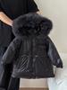 Otoño e Invierno Engrosado Cuello de Piel Grande Chaqueta de Plumón para Niños Ropa de Invierno para Niños Chaqueta de Plumón de Pato Blanco de Longitud Media