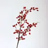 Cuentas de simulación de alta gama bayas rojas ramas largas mini fruta abundante decoración interior sala de estar boda adornos de flores artificiales
