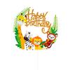Mori Animal Dibujo Animado Ciervo Changjin León Mono Bosque Conejo Niños Bebé Pastel de Cumpleaños Tarjeta Inserto