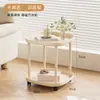 Mesa de Centro Dupla Camada Mini Móvel para Uso Lateral de Sofá, Mesa Pequena Minimalista, Prateleira Pequena de Armazenamento de Cabeceira para Quarto e Varanda