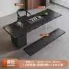 Mesa de chá de madeira maciça estilo Sili carbonizada preta, placa grande, mesa de chá kung fu moderna minimalista, combinação de mesa de chá e cadeira para varanda de casa