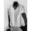 Camisa Polo Falsa de Dos Piezas Negra para Hombre y Mujer, Camisa de Verano de Gama Alta con Cuello, Mangas Cortas, Corte Holgado, Camisa Polo con Parches a Cuadros