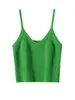 Camiseta de tirantes de punto de cachemira 100% pura estilo francés con cuello en V para mujer, top de tirantes acanalado de cintura alta, adelgazante y versátil, imprescindible