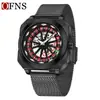 OFNS Comercio Exterior Reloj de Pulsera de Cuarzo Creativo Giratorio Calado Naipes Reloj para Hombre Impermeable Adolescente Reloj Luminoso para Hombre