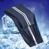 Pantalones de uniforme escolar, estilo fino de verano, seda helada, azul marino con dos rayas, pantalones deportivos de pierna recta para estudiantes de preparatoria, secundaria y primaria, unisex