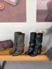 Botas Bootcut Plegadas Desgastadas Retro 2026, Botas Vaqueras de Caña Alta con Hebilla para Mujer