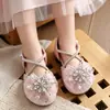 Sandalias para Niña, Elegantes Sandalias de Princesa Elsa con Pedrería, Nuevo Estilo Verano 2026, Sandalias Infantiles Cerradas con Lazo