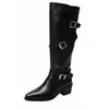 Botas de Caballero Retro de Punta Fina para Mujer 2026, Botas Largas Hasta la Rodilla, Tacón Grueso, Hebilla de Cinturón, Botas de Caña Larga, Que Aumentan la Altura, Botas con Plataforma