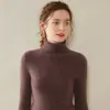 Novo Suéter Feminino de Gola Alta em Cashmere Outono/Inverno 2026, Camada Base de Cashmere Espessa Slim Fit, Suéter Emagrecedor