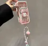 Funda de gato de dibujos animados con soporte para lanyard se transforma instantáneamente en una funda compatible con iPhone 16 Pro Max y iPhone 17 Dopamine Cielo Estrellado