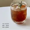 Taza de Vidrio con Rayas en Forma de U Ins Café Latte Americano Helado Taza de Jugo Taza para Bebidas Taza de Agua Té Comercial