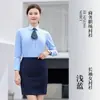 Camisa Azul de Fibra de Bambu Masculina Feminina Manga Longa Curta Verão Formal de Negócios Conjunto de Camisas Profissionais Roupa de Trabalho Logo Bordado Personalizado
