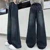 Calças de Lã Forradas para Meninas 2026 Outono/Inverno Novo Estilo 8 Anos 10 Meninas 9 Retro Espessadas Jeans Perna Estreita Perna Larga Calças Casuais