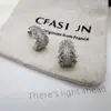 Pendientes de Flor de Zirconio Súper Brillantes Microincrustados con Forma de C para Mujer, Pendientes Casuales, de Moda, Exquisitos y Versátiles, Pendientes de Nicho de Gama Alta