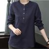 Camisa de algodón y lino para mujer, manga larga, suelta, nueva primavera 2022, cuello de moda, talla grande, chica gordita, top de lino informal