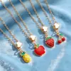 Pulsera Colgante Joyería Set de Frutas de Aleación Esmalte Cereza Fresa Manzana Piña Transfronterizo Nuevo Producto para Mujer