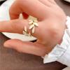 Moda estilo coreano Viento envuelto Hojas de árbol Anillo abierto para mujer Moda personalidad Super inmortal Estilo Hong Kong Anillo para dedo de comida