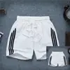 Shorts de Secagem Rápida de Verão Calças Três Partes Masculinas Calças Grandes Roupa Externa Calças Fitness Praia Casual Calças Esportivas Listradas Duas Partes