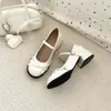 Primer encuentro: Zapatos Mary Jane de Tacón Grueso Estilo Hada Suave para Mujer, Novedad Primavera 2026 Tacones Altos Franceses con Punta Redonda de Perla