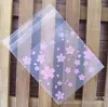 Saco auto-adesivo para assar rosa flor de cerejeira fosco translúcido saco de embalagem saco de amostra de joias saco para biscoitos saco para doces