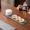 Juego de té de viaje de montaña, una tetera, tres tazas, portátil, creativo, exprés, para exteriores, juego de té portátil de cerámica Kung Fu
