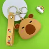 Monedero de silicona con capibara de dibujos animados transfronterizo para niños, bolso cruzado, lindo bolso de hombro para estudiante con capibara y llavero