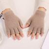 Luvas de Pelúcia à Prova de Vento Femininas de Inverno Quentes para Estudantes com Dedos Expostos e Tampa Flip Luvas para Uso Externo Meio Dedo Luvas Espessadas para Escrever