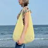 Bolsa de Malha Crochê com Flores Vazadas Estilo Coreano Grande Capacidade Estilo Preguiçoso Bolsa Tecida Estilo Férias de Verão Bolsa de Praia