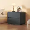 Mesita de noche moderna minimalista estilo crema, almacenamiento de madera maciza, ultraestrecha, nuevo almacenamiento de dormitorio de lujo ligero de tres capas, para uso doméstico