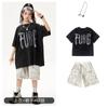 Ropa de hip hop para niños, marca de moda de hip hop, ropa de moda para niños, traje retro de calle de manga corta, ropa de rendimiento para niñas