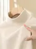Blusa de fleece lisa com manga longa e gola alta, estilo novo para primavera/outono 2026, masculina, camada base