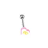 Piercing de Lengua de Acero Inoxidable de Moda con Forma de Corazón y Lazo, Lindo Anillo de Lengua Piercing Joyería Estilo Europeo y Americano Nicho