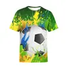 Camiseta Masculina Redonda Plus Size Europeia/Americana Estampada com Impressão Digital 3D Camiseta Esportiva de Secagem Rápida Manga Curta