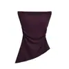Top sin tirantes con almohadilla para el pecho de oscilación lateral irregular, top base sin mangas con cintura elástica plisada de verano, chaleco