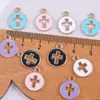 Colgante de Cruz Hueca Accesorios de Joyería Aleación con Goteo de Aceite Dijes Pequeños Accesorios Hechos a Mano para Manualidades Materiales para Pulseras Collares