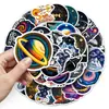 50 pegatinas vintage con temática espacial para la exploración espacial transfronteriza, diseños de astronautas y planetas, pegatinas decorativas impermeables para tazas térmicas