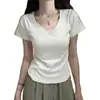 Camisa de Verano Nueva Estilo para Mujer, Corte Ajustado, Manga Corta, con un Diseño Único, Versátil y Favorecedora, Hecha de Algodón de Alta Calidad