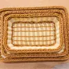 Cesta retangular de pão de rattan não imitativo, cesta de armazenamento de rattan, cesta de frutas para supermercado, cesta de armazenamento trançada de rattan