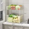 Estante de Almacenamiento para Cocina de Pie Multifuncional Gran Capacidad Estante de Almacenamiento para Frutas y Verduras Multicapa Móvil Carrito Pequeño Cesta para Verduras