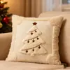 Funda de almohada Cojín de sofá Cojín estampado Muñeco de nieve de Navidad Árbol de Navidad Festival Decoración del hogar Funda de cojín cuadrada