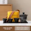 Juego de té de viaje para regalo de empresa, taza exprés, una tetera, tres tazas, tazón portátil con tapa, juego pequeño para exteriores, traje de Kung Fu de alta gama