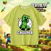 Camiseta infantil de manga corta de Minecraft con Creeper, Steve y Dragón del End, top de algodón 100% para niños
