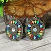 Pendientes boho de venta caliente ins europeos y americanos, pendientes colgantes de aceite de colores, pendientes redondos de temperamento, joyería de diamantes de punto exquisita de comercio exterior
