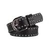 Nuevo Cinturón Versátil de Gama Alta para Mujer, Cinturón de Cuero Negro Tachonado Estilo Punk para Jeans, en Stock