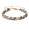 Pulseira popular europeia e americana de pedras com contas tecida à mão, dupla camada de enrolamento, ágata indiana com contas, pulseira de personalidade ajustável