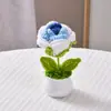 Produto Acabado: Planta em Vaso de Rosa da Temporada de Formatura com Tricô à Mão com Fio, Presente para Melhor Amigo, Professor, Amigo, Ornamento de Decoração de Interior